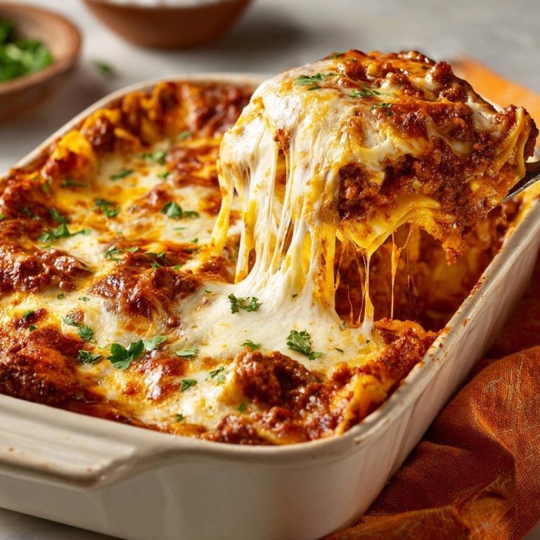 Lasagne Bolognese angeschnitten mit zäh schmelzendem Käse, perfekt für ein schnittfestes Stück