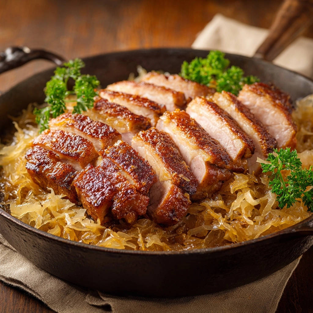 Saftiger Putenbraten auf Krautpfanne