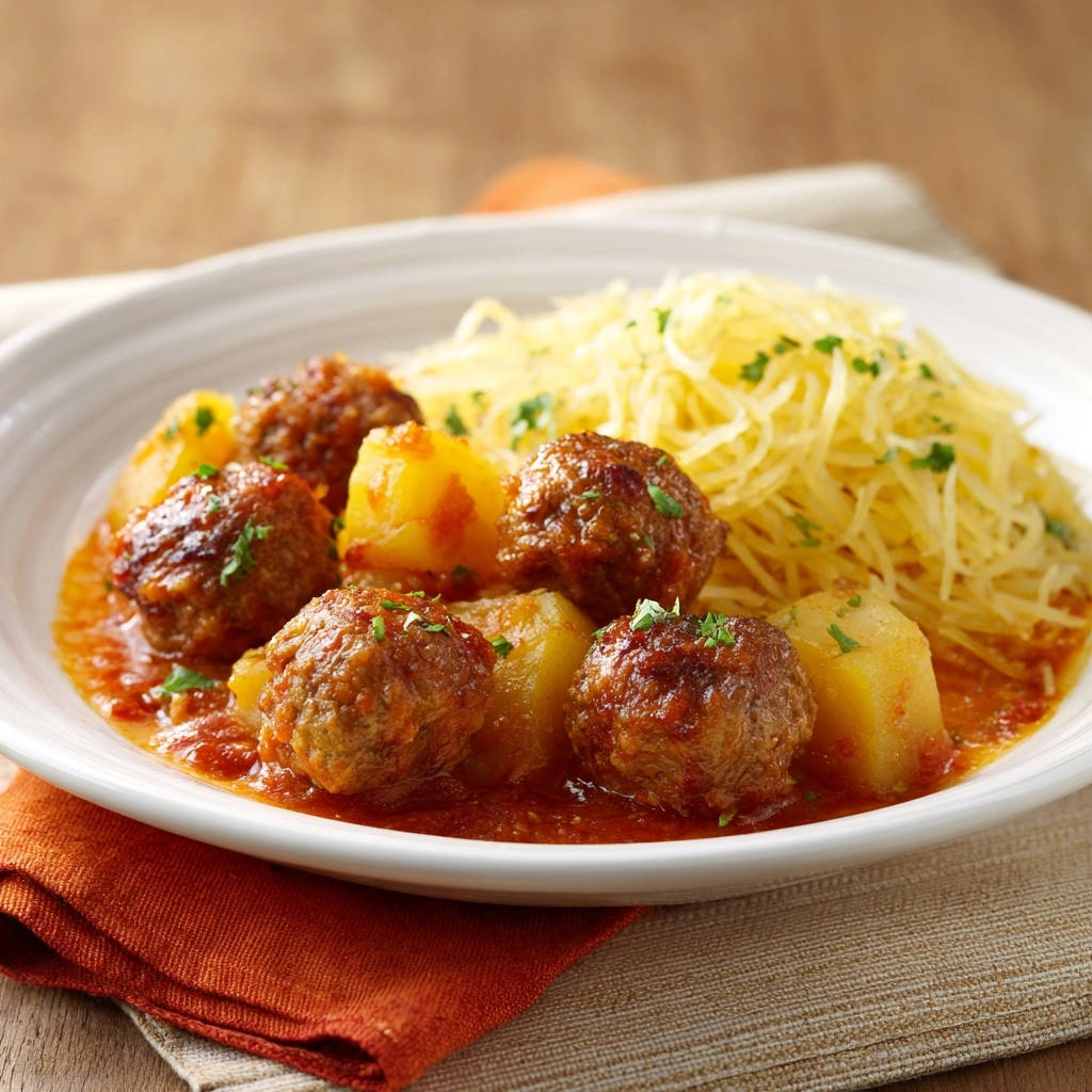 Hackbällchen-Eintopf mit Kartoffeln und Duftreis