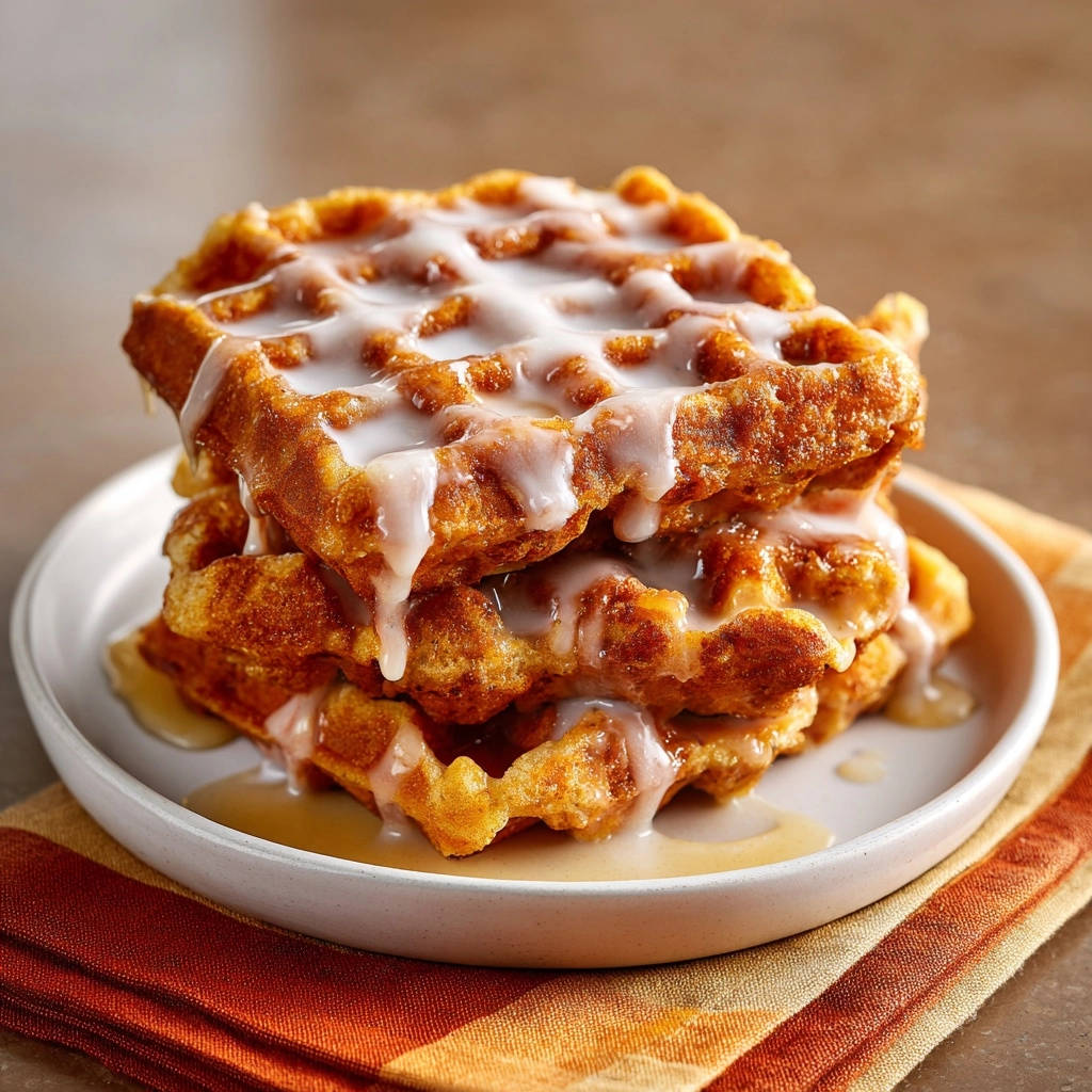 Goldbraune Waffeln mit cremiger Karamellsauce