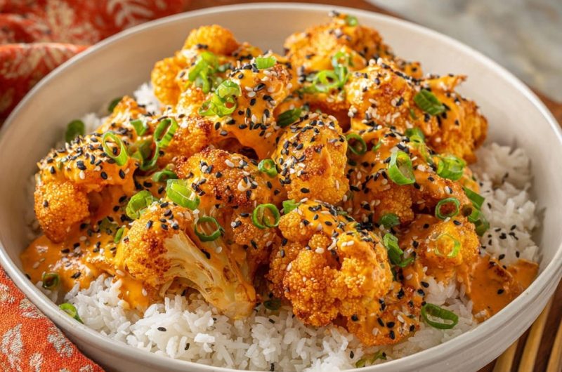 Cremiger Blumenkohl mit Sesam und Reis