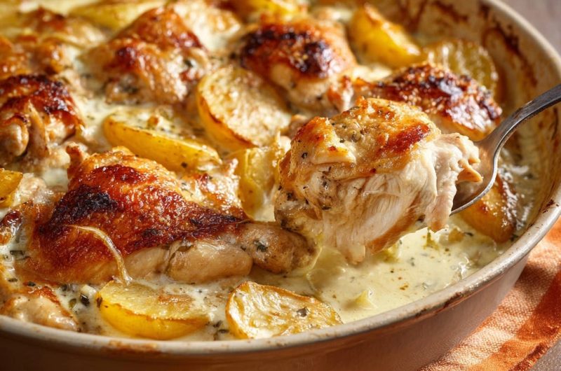 Cremiges Ofenhähnchen mit Rosmarinkartoffeln