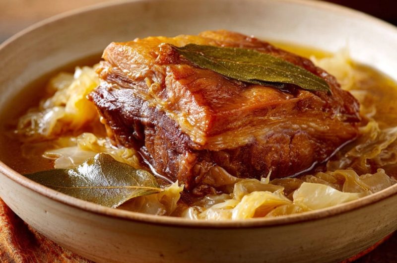 Deftige Rinderbrust auf Krautbett