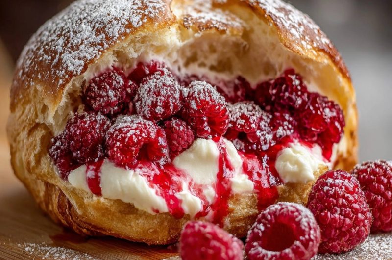 Gefülltes Himbeer-Brioche