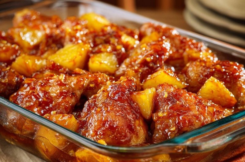 Glasierte Ananas-Hähnchen-Ofenform