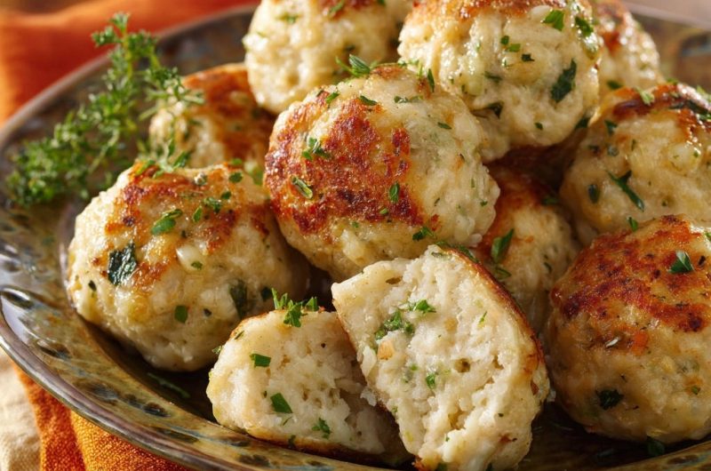 Goldbraune Geflügel-Bällchen