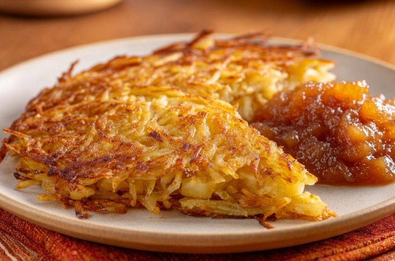 Goldene Rösti-Torte mit Apfelmus