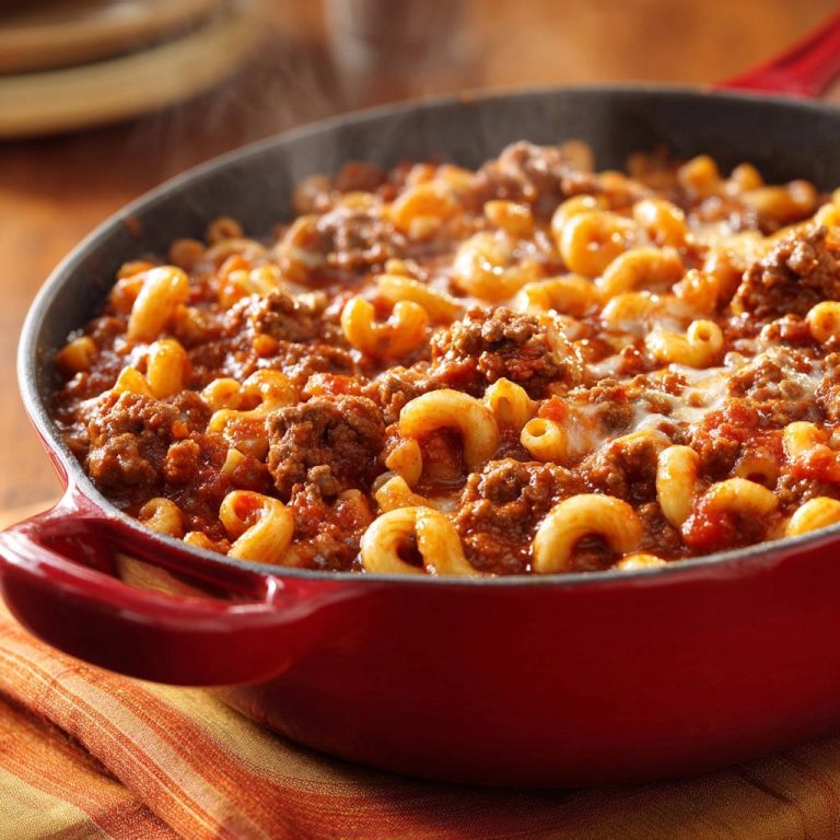 Herzhafte Hackfleisch-Hörnchenpfanne: Nie wieder matschige Nudeln!