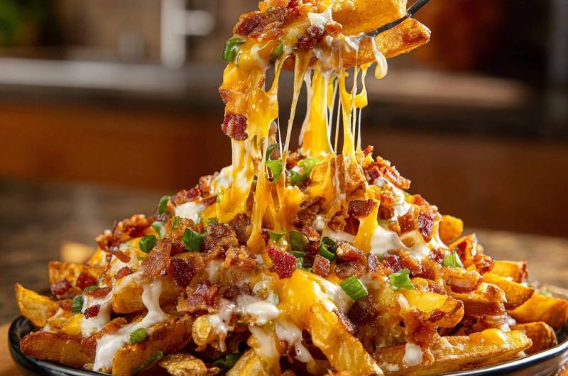 Knusprige Loaded Fries mit Käse & Bacon