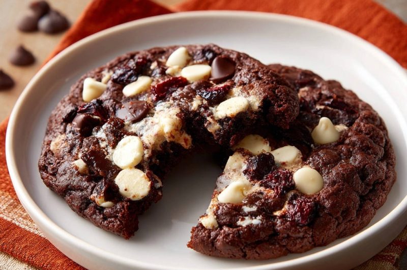 Saftige Triple Chocolate Cranberry Cookies