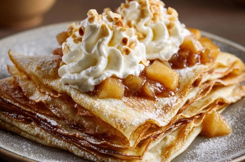 Zarte Apfel-Crêpes mit Sahne