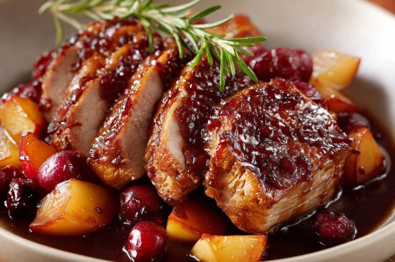 Zarte Entenbrust auf fruchtiger Cranberry-Apfel-Soße