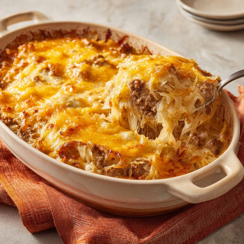 Hackfleisch Kartoffel Gratin Nahaufnahme Serviert 1 Herzhafter Hackfleisch-Kartoffel-Gratin wird aus einer Auflaufform serviert, mit geschmolzenem Käse und lockeren Schichten.