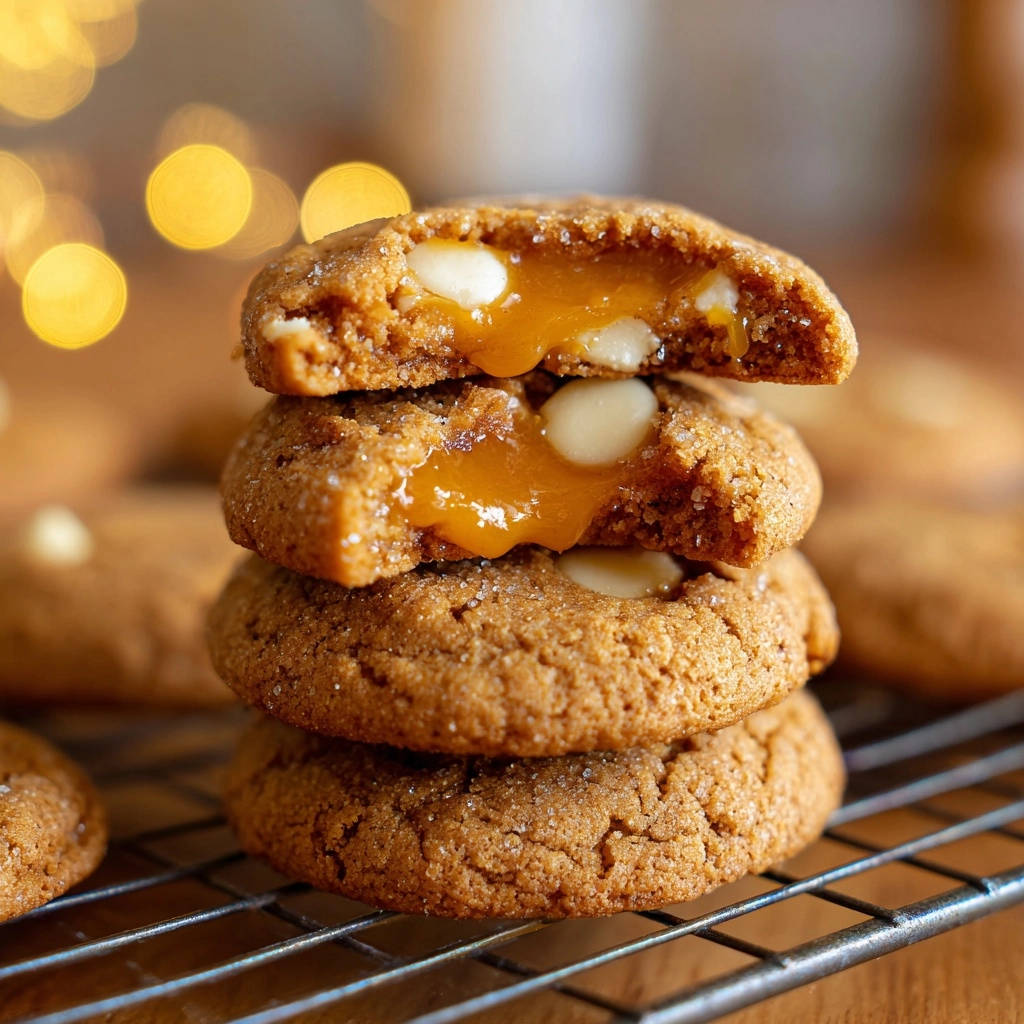 Karamell-Weiße Schokolade Cookies angeschnitten mit flüssigem Kern und weißen Schokoladenstückchen