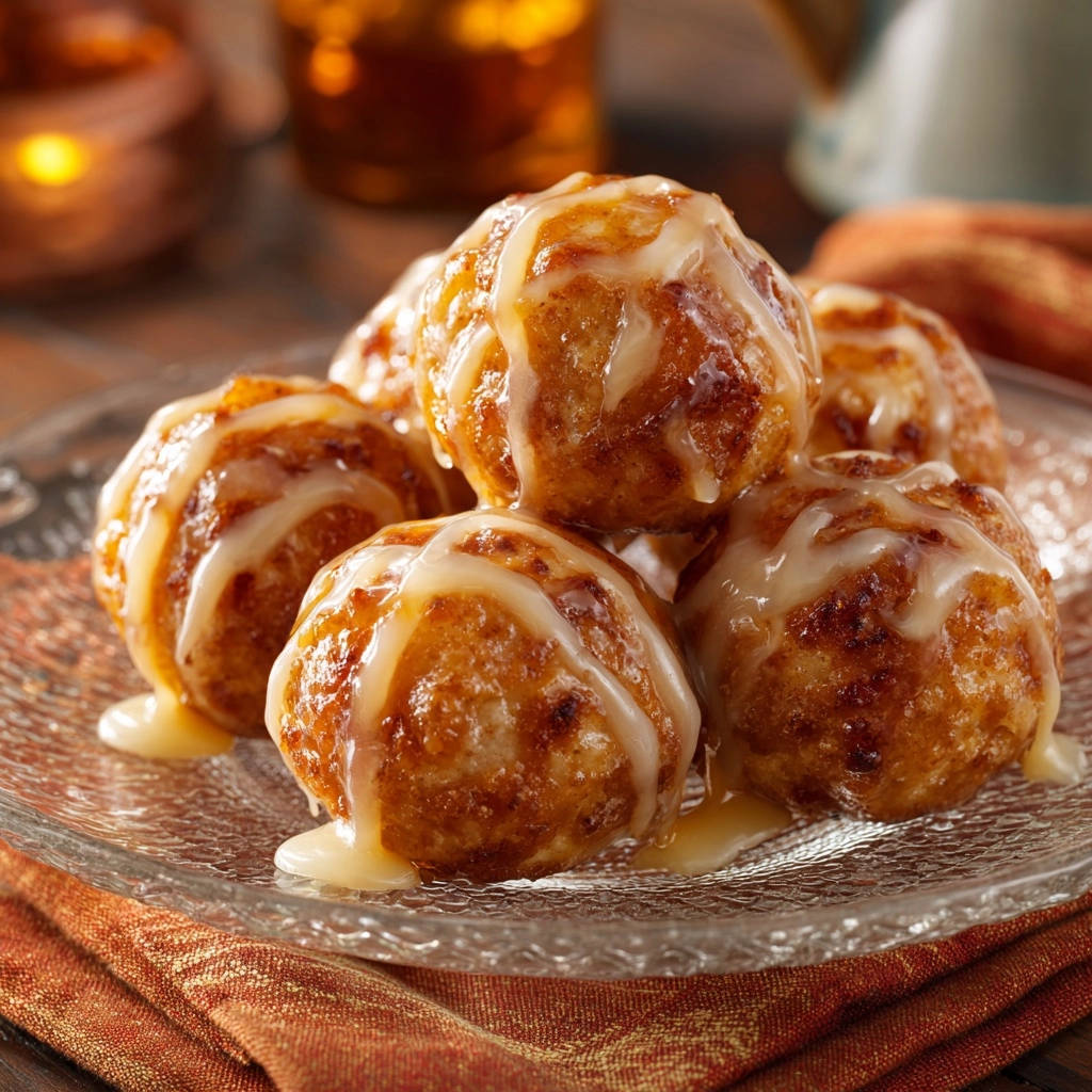 Goldene Zuckerkugeln mit Karamellsauce