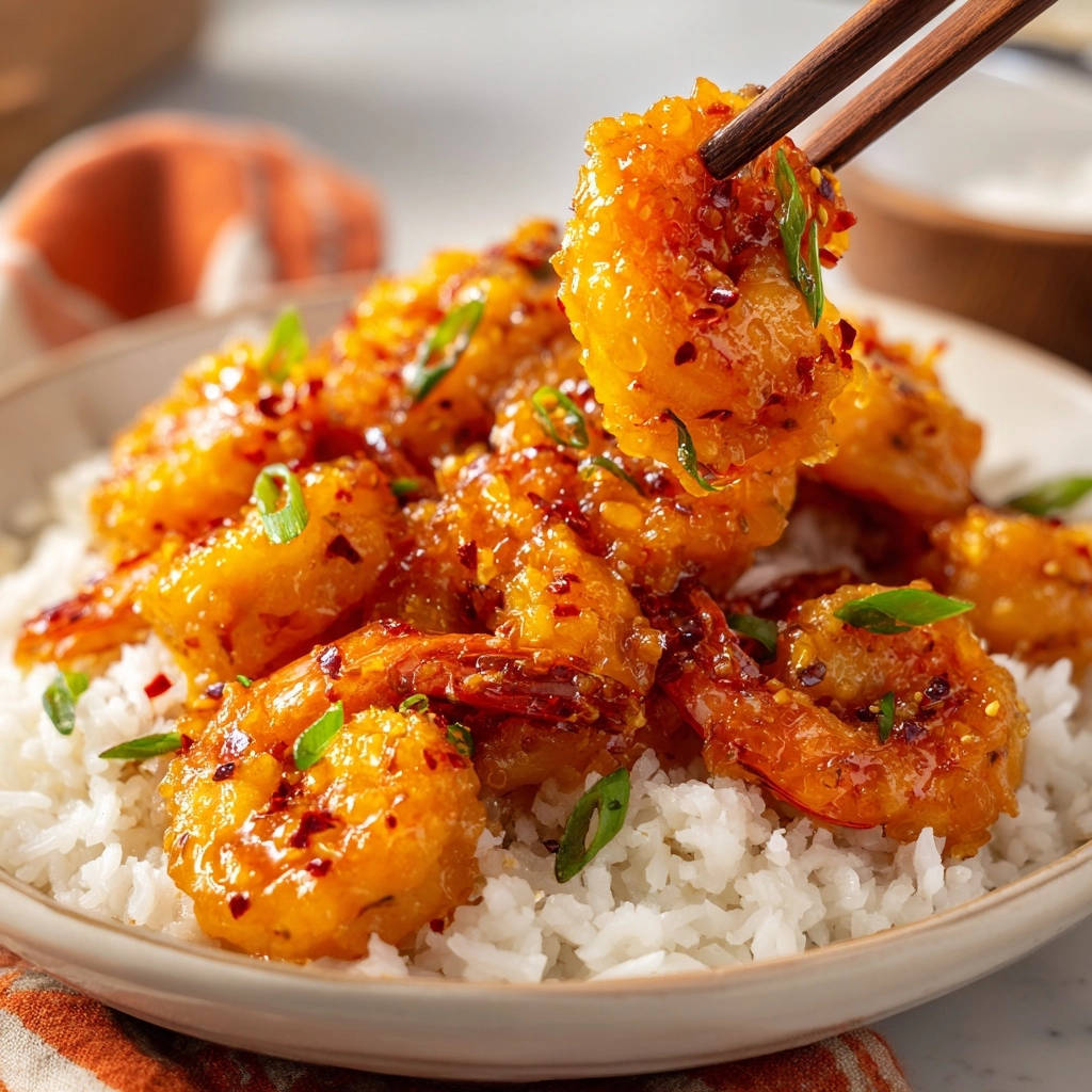 Würzige Honig-Chili Garnelen mit Reis