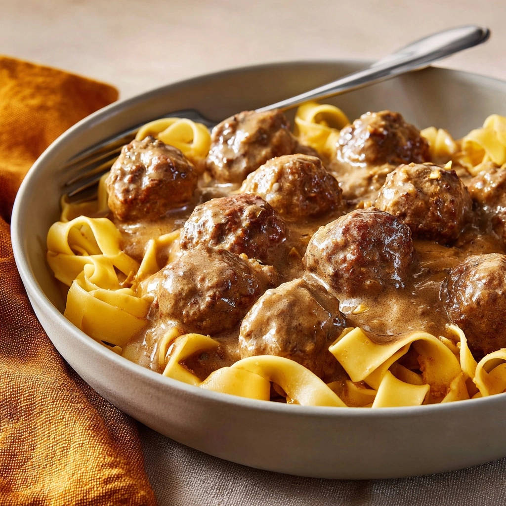 Schwedische Hackbällchen auf Eiernudeln