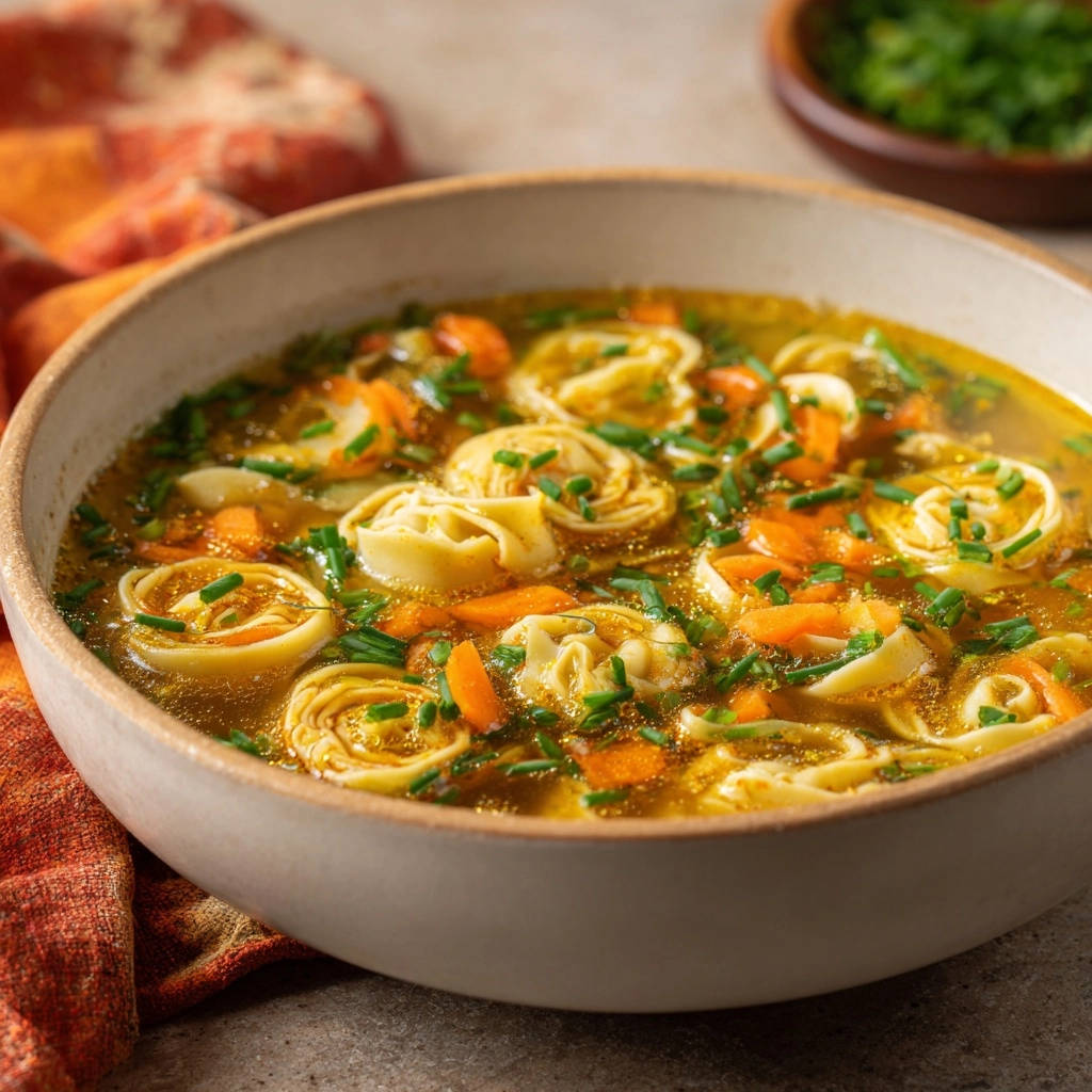 Hausgemachte Suppen-Nudelröllchen