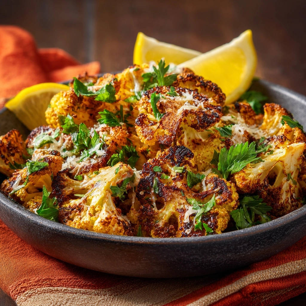 Goldbrauner Ofen-Blumenkohl mit Zitrone und Kräutern