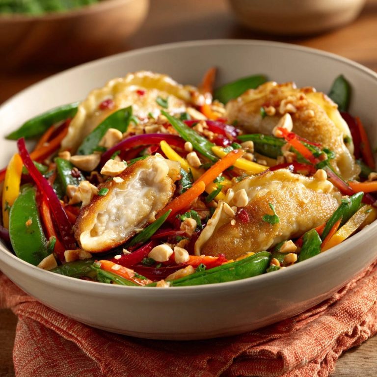 Asiatische Teigtaschen-Pfanne mit knackigem Gemüse – In 20 Minuten