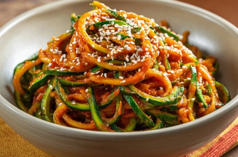 Asiatische Zucchini-Nudeln mit Erdnuss-Chili-Sauce