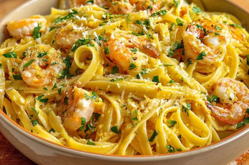 Cremige Garnelen-Fettuccine