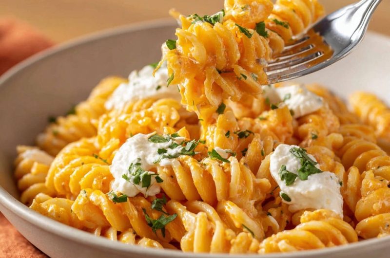 Cremige Kürbis-Käse-Fusilli mit Ricotta