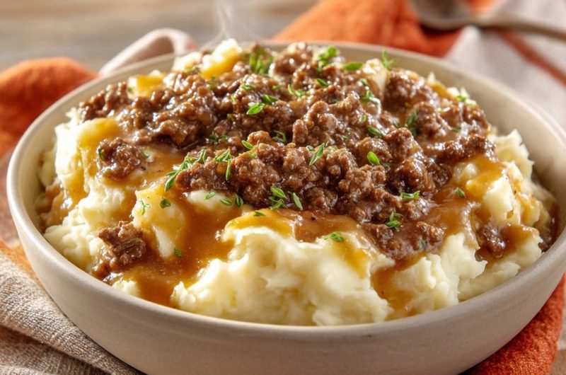 Cremige Kartoffeln mit herzhaftem Hackfleisch-Topping