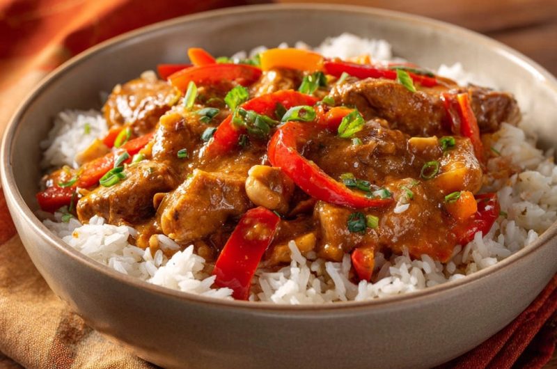 Cremiges Erdnuss-Hähnchen mit Paprika