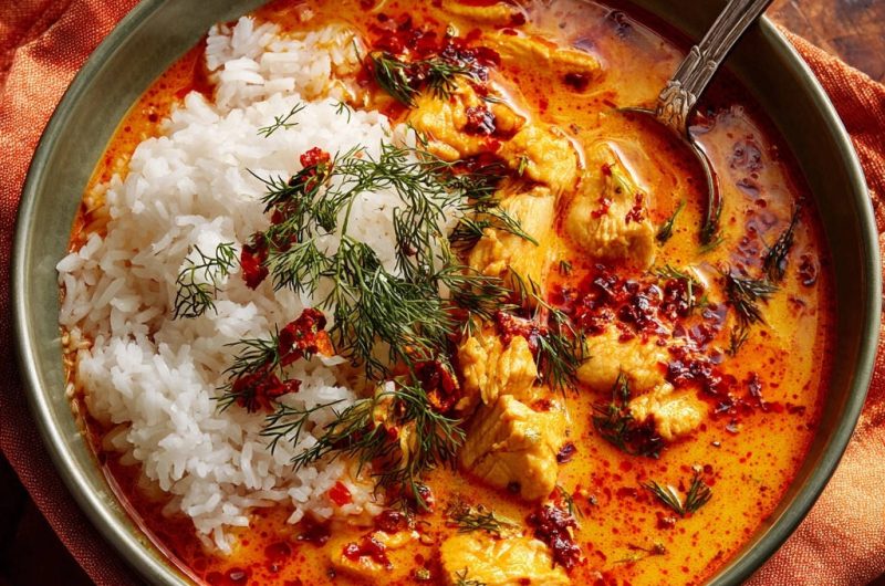 Cremiges Hähnchen-Curry mit Basmatireis