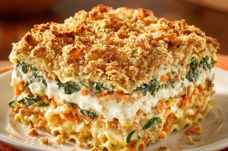 Gemüse-Lasagne mit knuspriger Bröselkruste