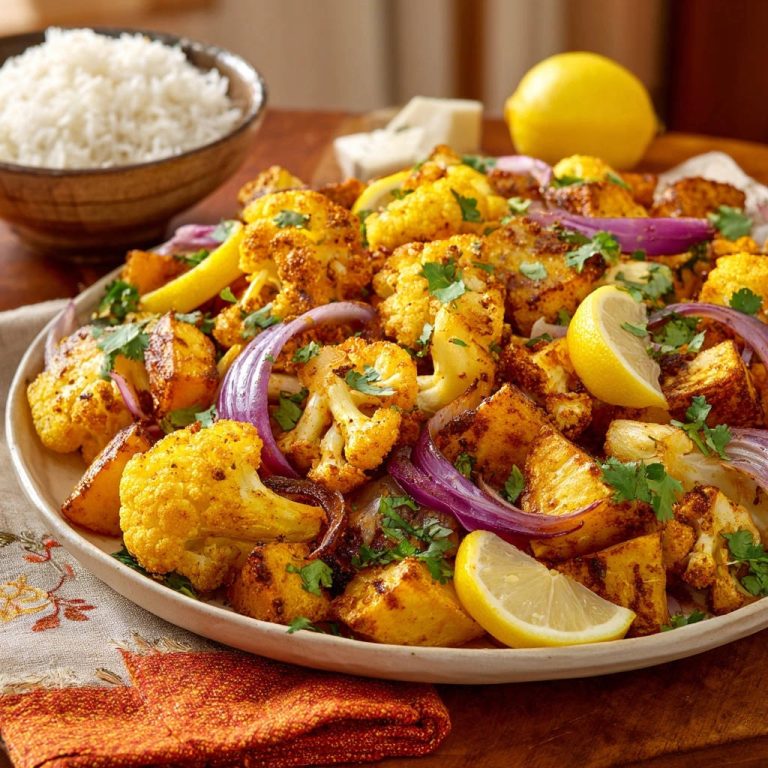 Gerösteter Blumenkohl und Kartoffeln mit Kurkuma-Zitronen-Marinade: Garantiert knusprig!