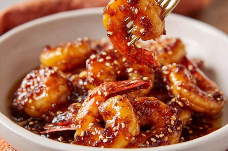 Glasierte Honig-Sesam-Garnelen