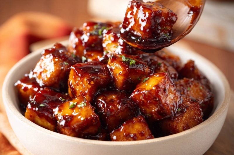 Glasierte Süßkartoffelwürfel