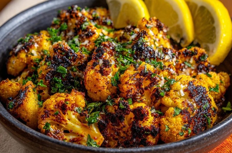 Goldbrauner Ofen-Blumenkohl mit Zitrone und Kräutern