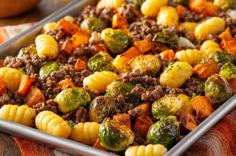 Herbstliches Gnocchi-Blech mit Hack und Ofengemüse