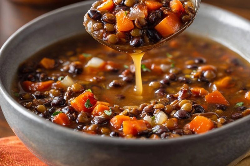 Herzhafte Linsensuppe mit Wurzelgemüse