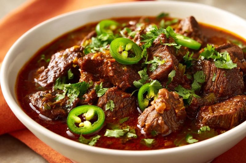 Herzhaftes Rindfleischgulasch mit Jalapeño