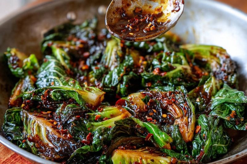 Karamellisierter Rosenkohl mit Chili-Knoblauch-Glasur