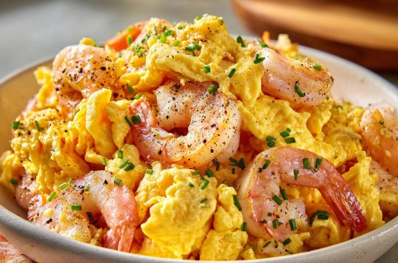 Rührei mit Garnelen