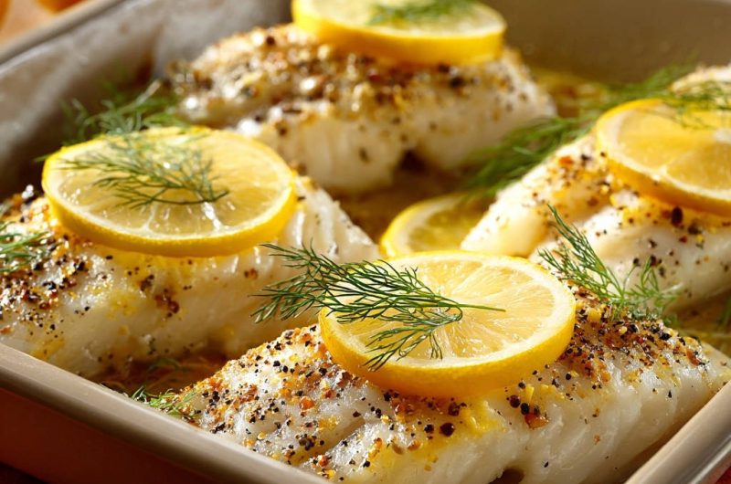 Saftiges Ofen-Fischfilet mit Zitrone und Dill