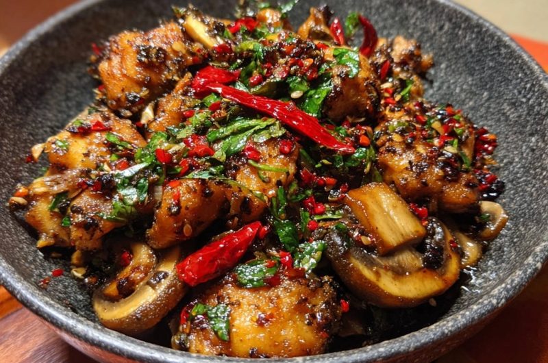 Würzige Hähnchen-Pilzpfanne