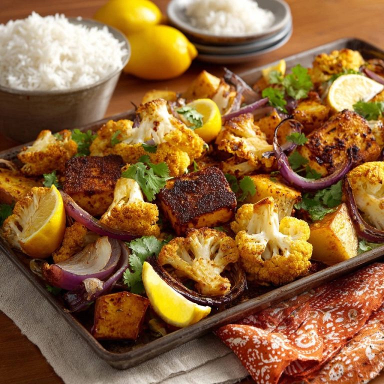 Würziger Tofu und Blumenkohl vom Blech: Knusprig & einfach