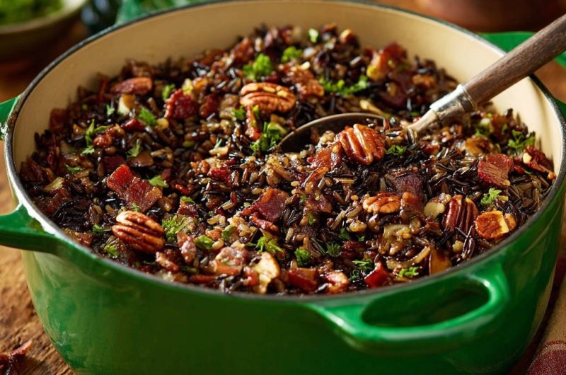 Wildreis-Festmahl mit Bacon und Pekannüssen