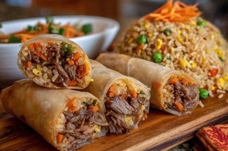 Zarte Rindfleisch-Sommerrollen mit Reis-Füllung