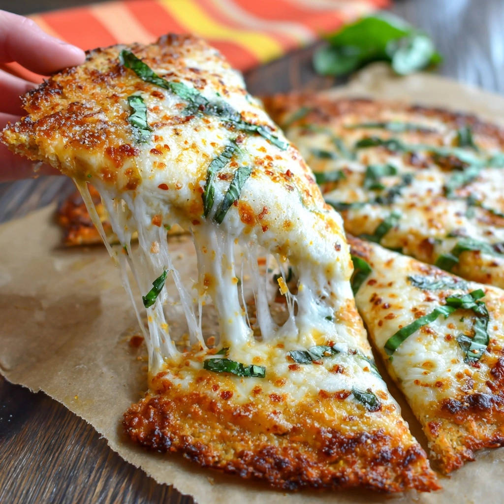 Rustikale Pfannen-Pizza angeschnitten, mit zart schmelzendem Käse und frischem Basilikum.