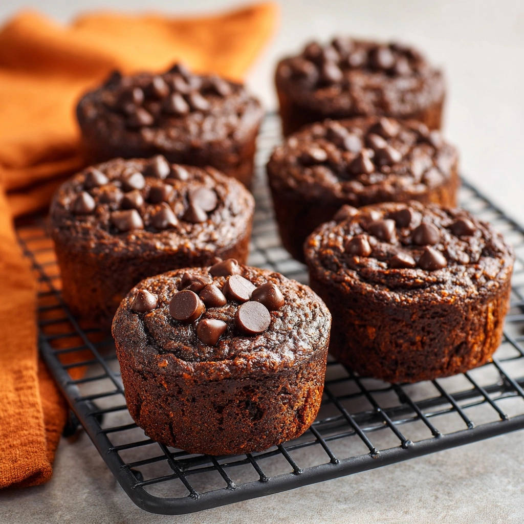 Saftige Schoko-Muffins mit Extra-Schoko-Chips, frisch gebacken und auf einem Kuchengitter zum Abkühlen arrangiert.