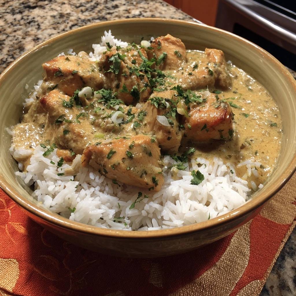 Cremiges Hähnchen mit Reis