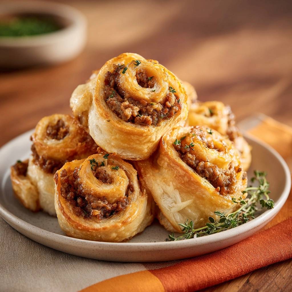 Knusprige Hackfleisch-Blätterteigrollen (Keine auslaufende Füllung mehr!)