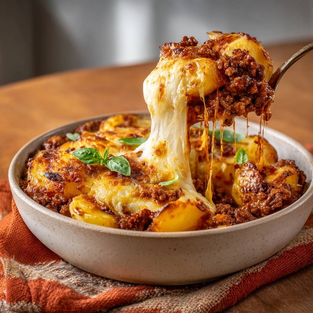 Knuspriger Rinder-Hack-Kartoffel-Auflauf